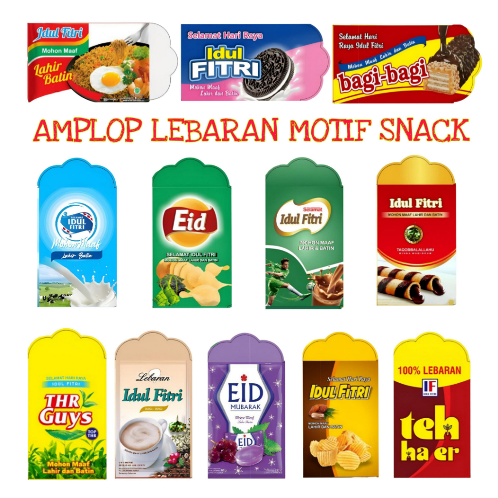 

Amplop Lebaran Amplop Idul Fitri Motif Snack Makanan Lucu (motif random) Isi 50pcs / Isi 20 pcs