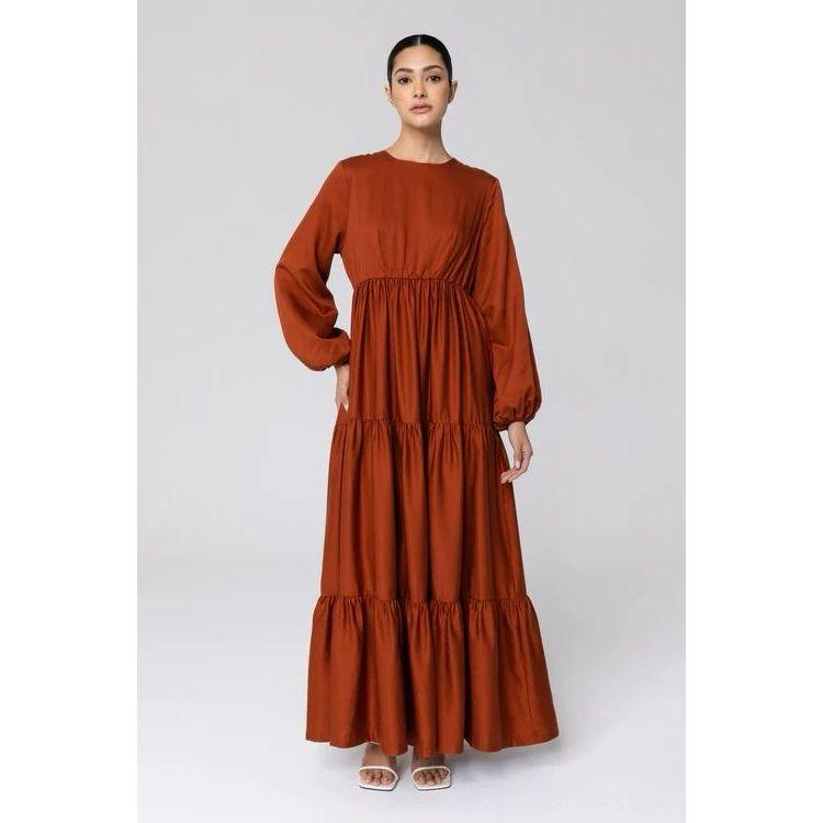 DRES-gamis tiga susun katun linen rayon premium