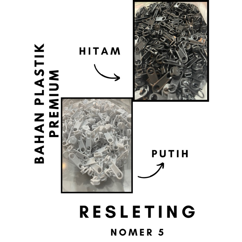 100 pcs Kepala Resleting no 5 PREMIUM// Kepala Resleting plastik no 5 // Kepala Resleting Nomer 5