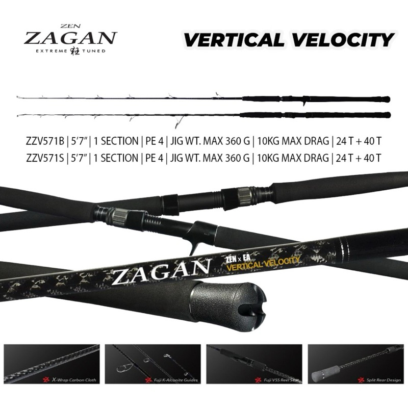 Joran Pancing Spinning & OH Zen Zagan Vertical Velocity 24T + 40T Carbon Xwarp Joran Vertical Jiggin