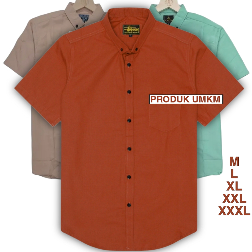 Kemeja Pria Polos V Neck Lengan Pendek Kasual Pria