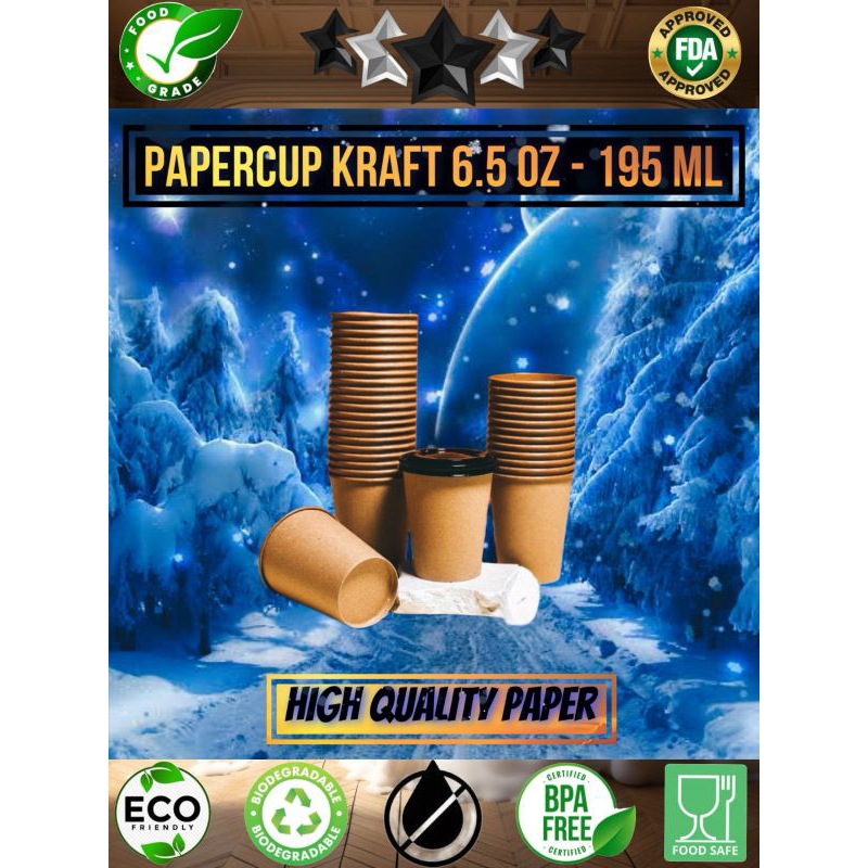Hot cup 6,5oz paper cup gelas kopi panas kraft 6,5oz + Tutup Minimal order 50pcs dan kelipatan
