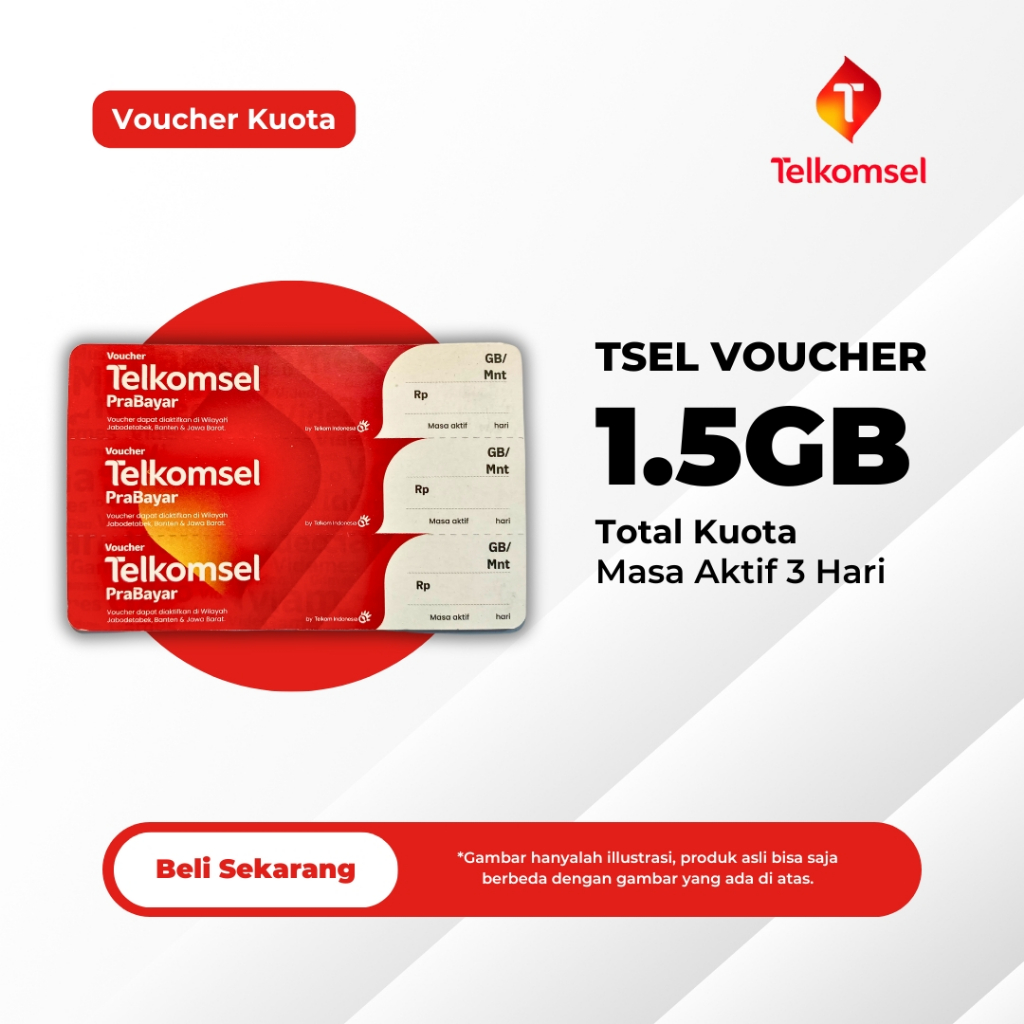 Voucher Kuota Internet Telkomsel 1,5GB 3 Hari JABAR