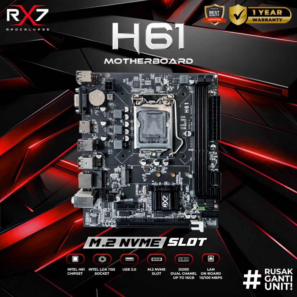 Motherboard RX7 H61 LGA 1155 DDR3 H61 Mainboard Support NVMe