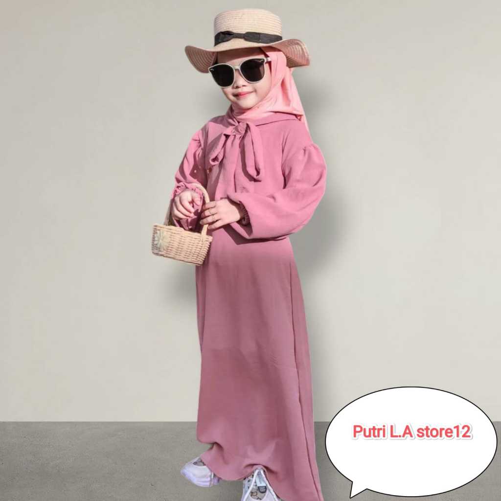Gamis Cringkle Anak Perempuan Terbaru Umur 3-12 tahun / Baju Muslim Anak Perempuan