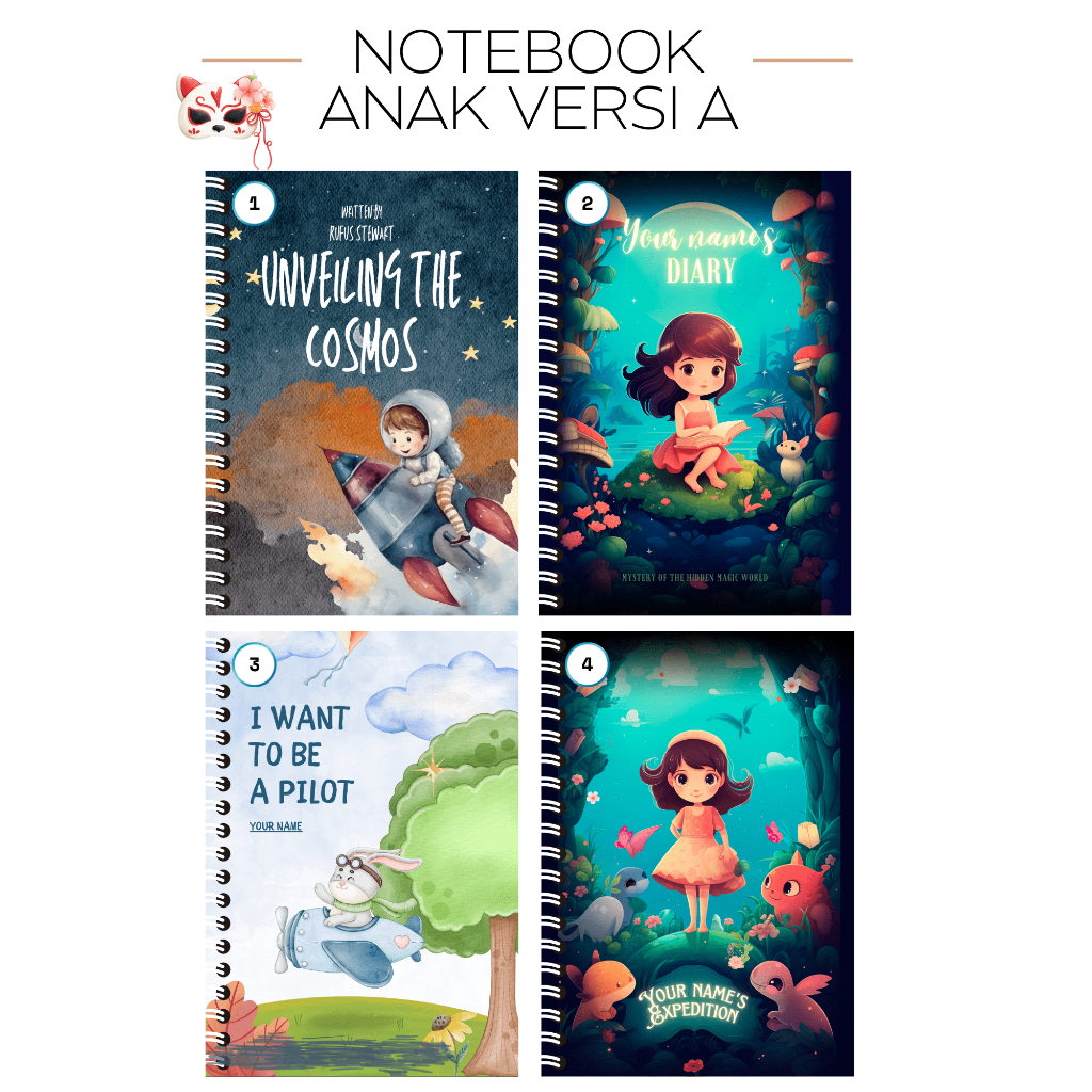 

(MIN ORDER 2PCS) [KERTAS GARIS] Notebook A5 Spiral Softcover Anak