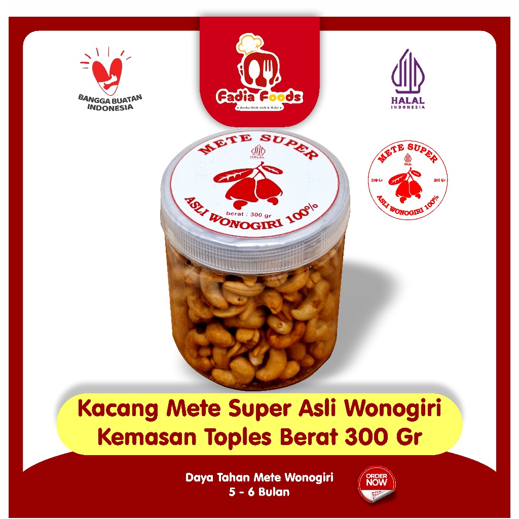 

Kacang mete mede matang oven mateng - Kemasan Toples Praktis 300 Gr