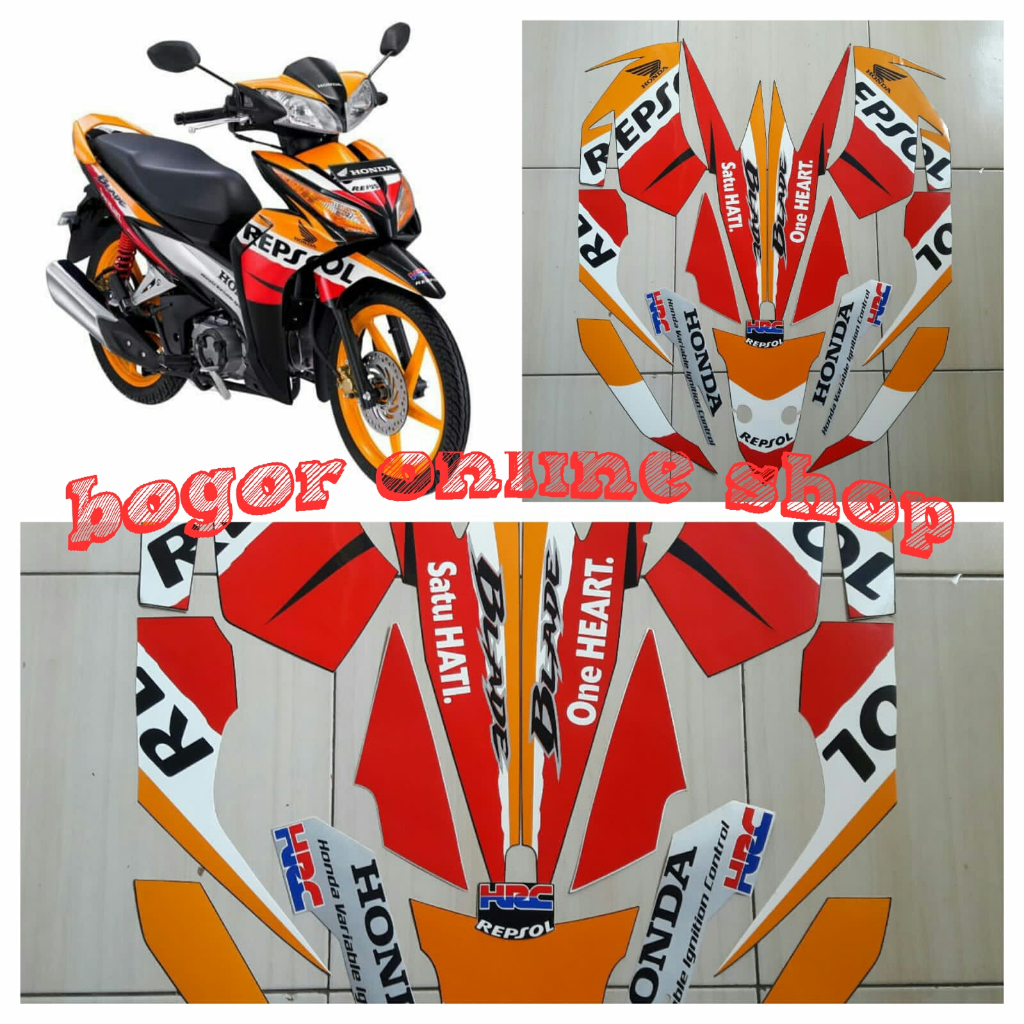 stiker motor honda blade repsol 110 2012 orange