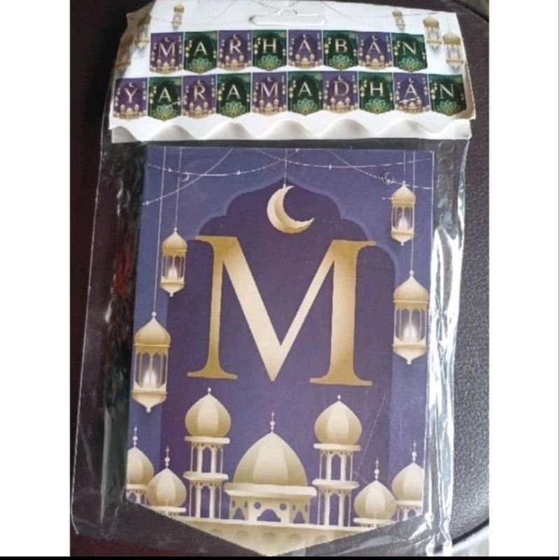 Latopia_ Banner Marhaban Ya Ramadhan / Hiasan Dekorasi Banner Marhaban Ya Ramadhan / Bunting Flag