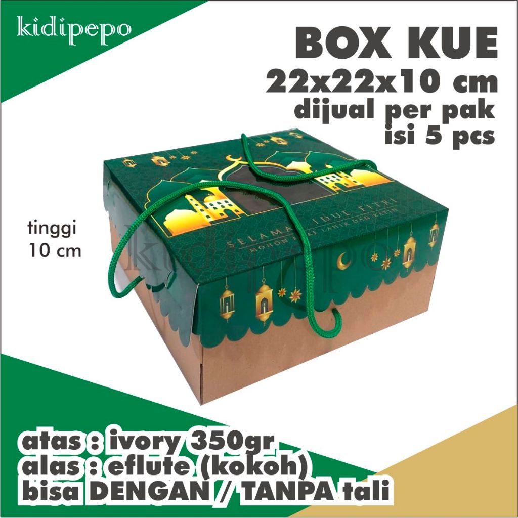 

BOX DUS KUE EFLUTE IDUL FITRI RAMADHAN 22 x 22 x 10 CM - ISI 5 SET