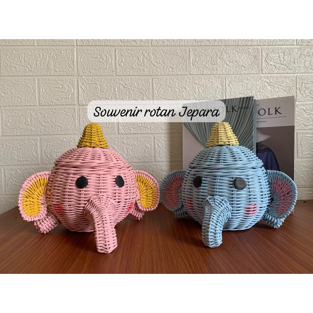 Tsum2 gajah/gajah rotan/rotan gajah/rotan karakter/rotan/rotan murah/hampers/hampers rotan/keranjang