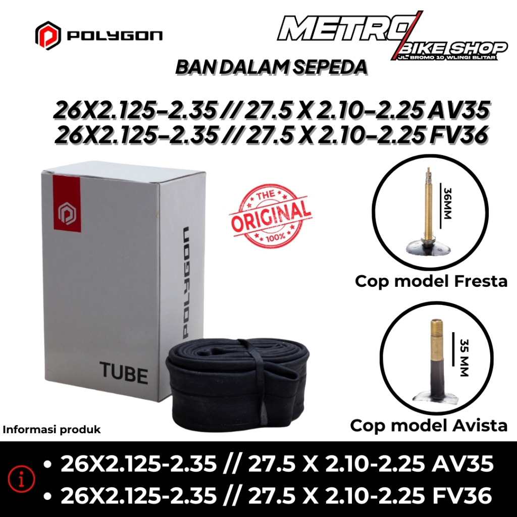 Ban dalam sepeda 26X2.125-2.35 sampai  27.5 X 2.10-2.25 COP AV35 DAN FV36 Ban sepeda Polygon