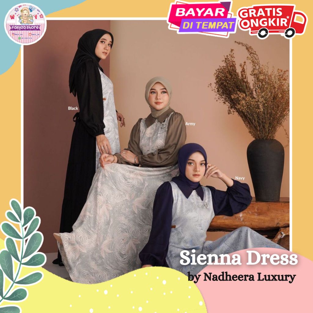 Sienna Dress ORI by Nadheera Luxury Gamis Terbaru Rayon P x Silk Premium Busui Jumbo XXL - XXXL Dres