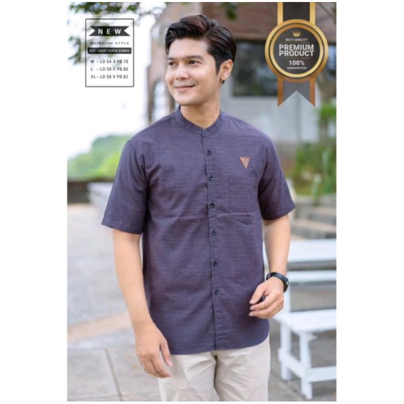 Kemko Jino Polos Tangan Pendek / Baju koko kurta lengan pendek / Baju koko fashion muslim pria dewas