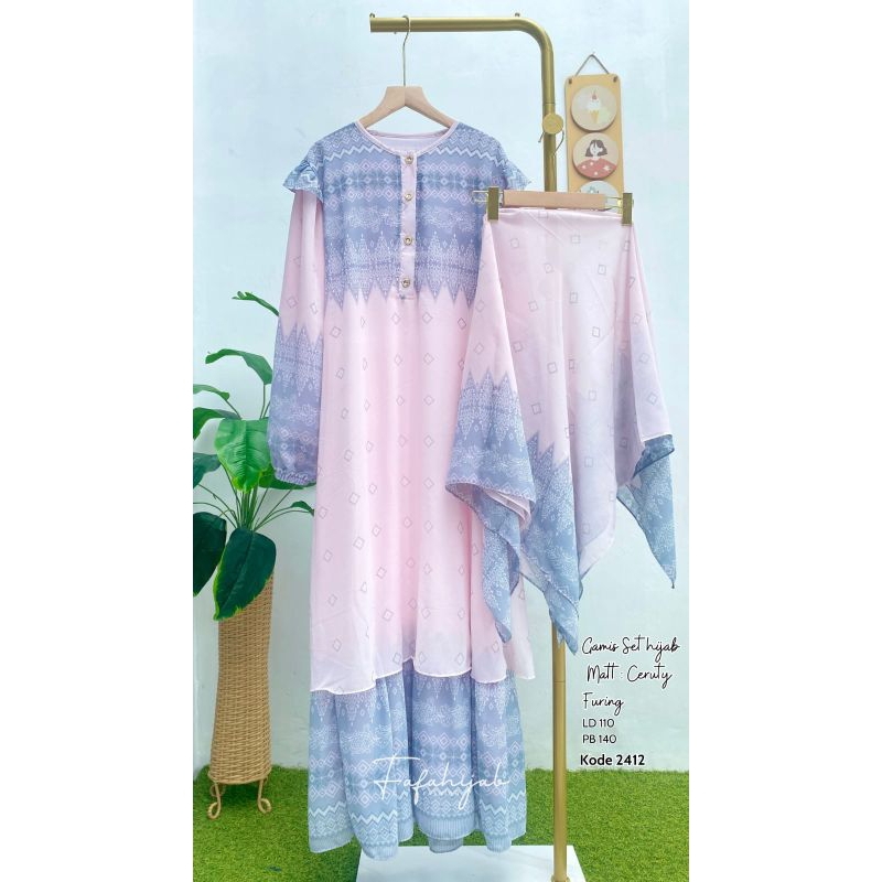 GAMIS CERUTTY MOTIF SET HIJAB SEGIEMPAT by FAFAHIJAB / GAMIS MOTIF SET KHIMAR / GAMIS SET HIJAB / GA