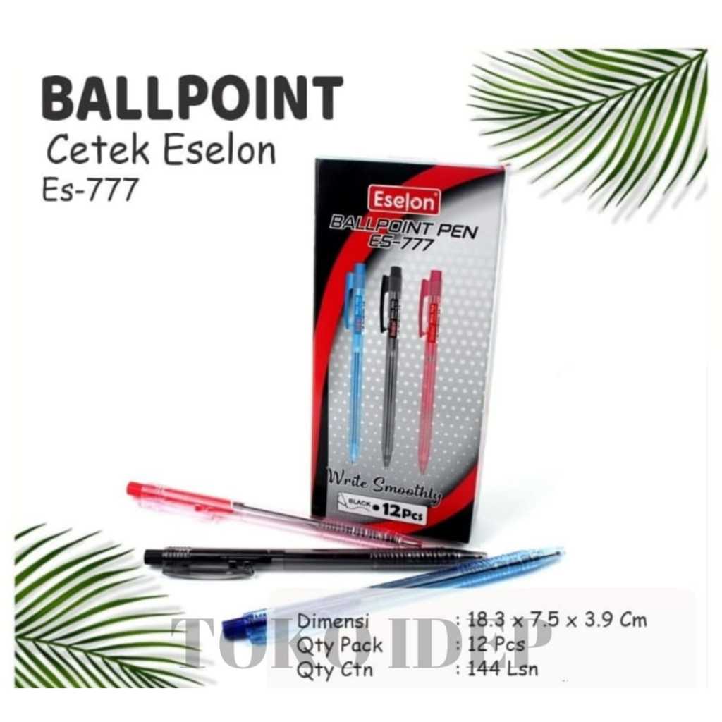 

Pulpen Cetek Mix 3warna Eselon (ES-777) / 1pack 12 pcs