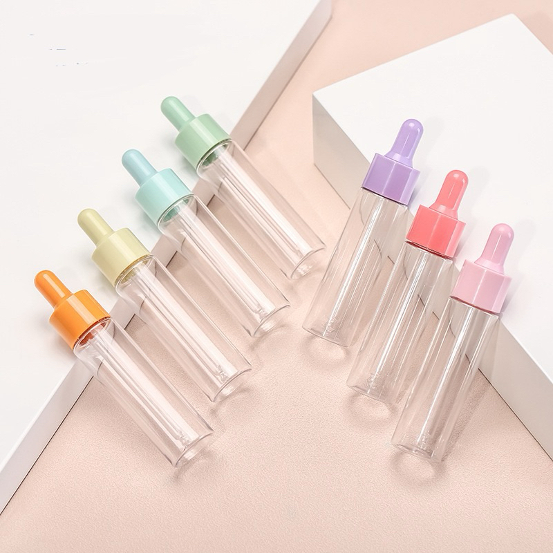 Botol Pipet Serum PET Plastik 30ml Macaron Pastel dengan Pipet Kaca Travel Bottle