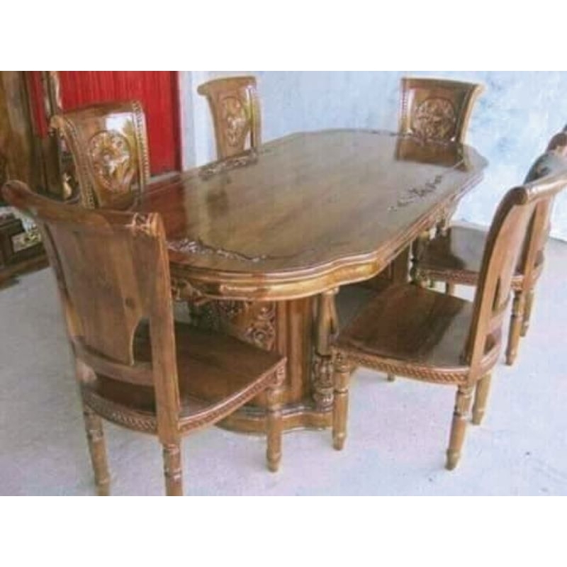 MEJA MAKAN JATI JEPARA OVAL