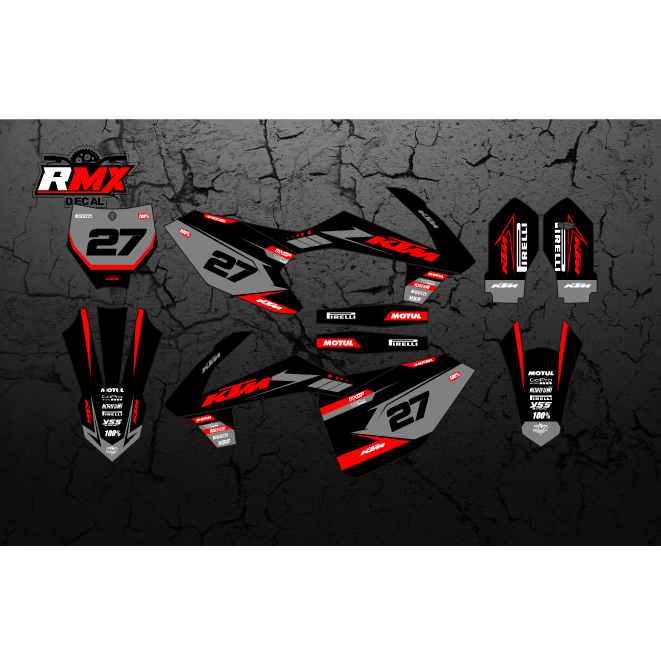 DECAL KTM 85 SX (005) DEKAL STIKER KTM 85 SIXDAYS 2018 2019 2020 2021 2022 2023 2024 HITAM MERAH KUN