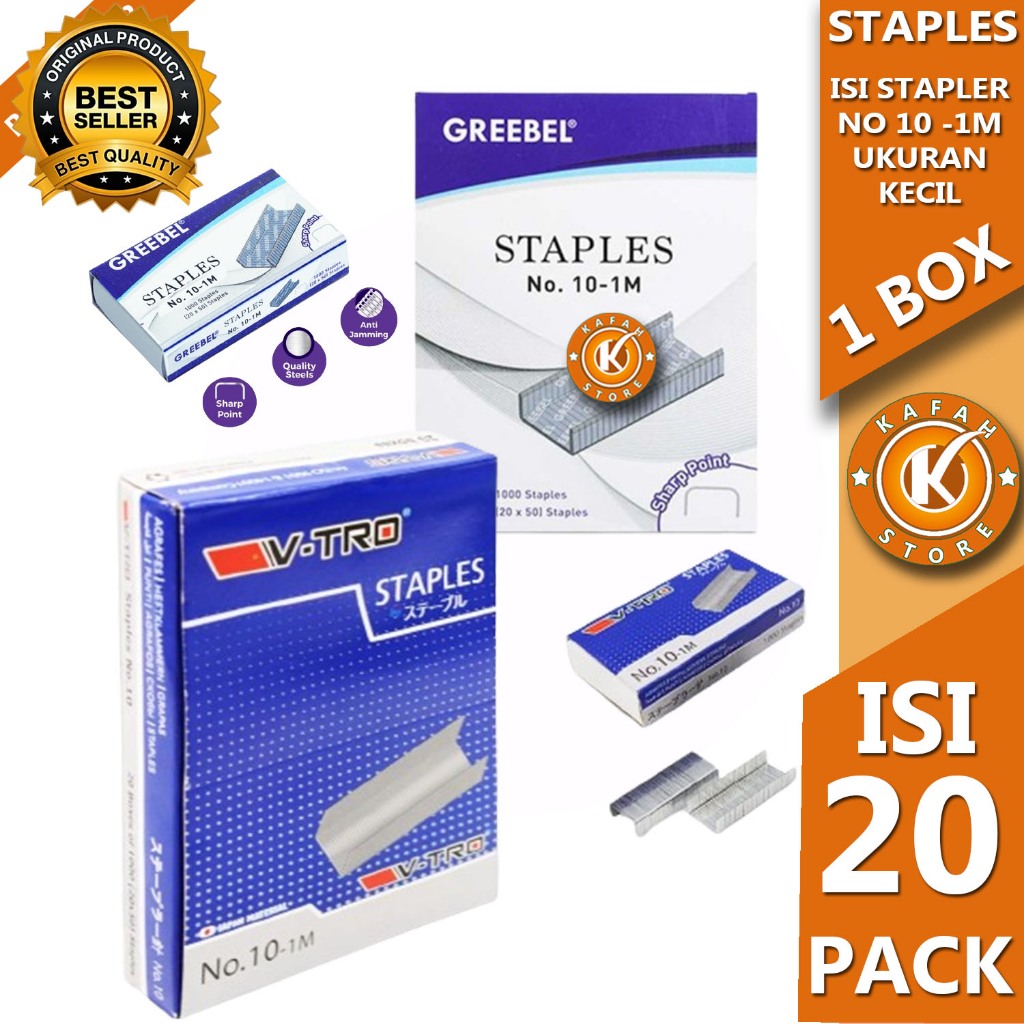 

STAPLES ISI STAPLER HEKTER 20 X 50 NO 10-1M 1 BOX ISI 20 PACK KECIL kafah store