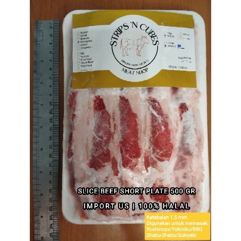 

500 Gr - Slice Beef Shortplate US | Daging Sapi Slice Shortplate | Import US | Daging Sapi Slice Yoshinoya Yakiniku BBQ Shabu Shabu Sukiyaki Rice Bowl Bento