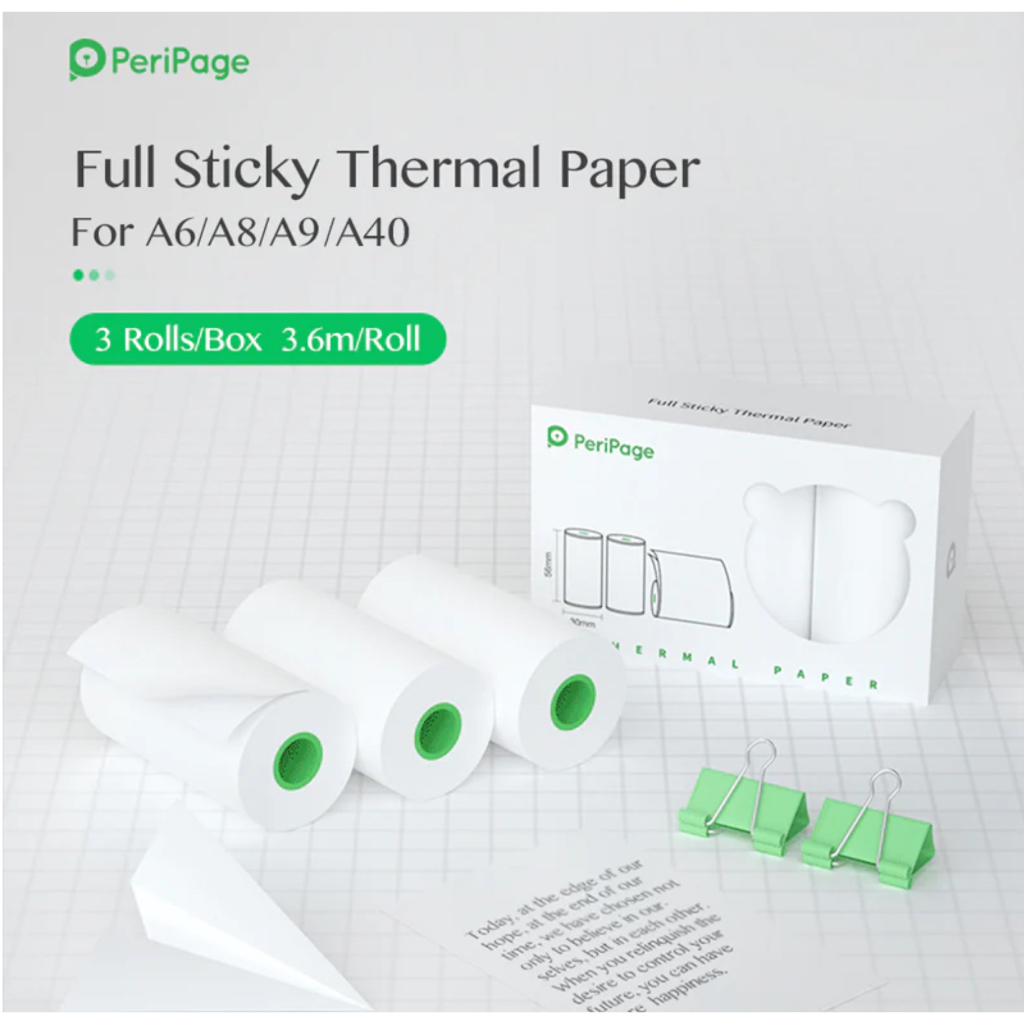 

PERIPAGE WHITE STICKER ORIGINAL 1 box 3 roll asli peripage paperprint stiker label resi online a6 57x30 58x30 awet