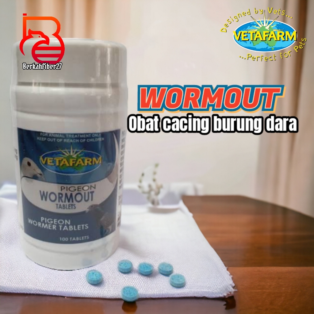 WORMOUT VETAFARM PLUS obat cacing burung wormout obat cacing merpati dara per-butir