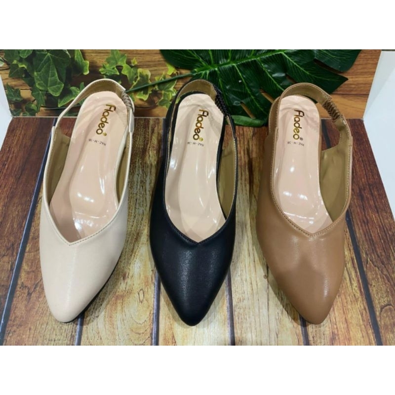 sandal slop bustong heels tali belakang fladeo