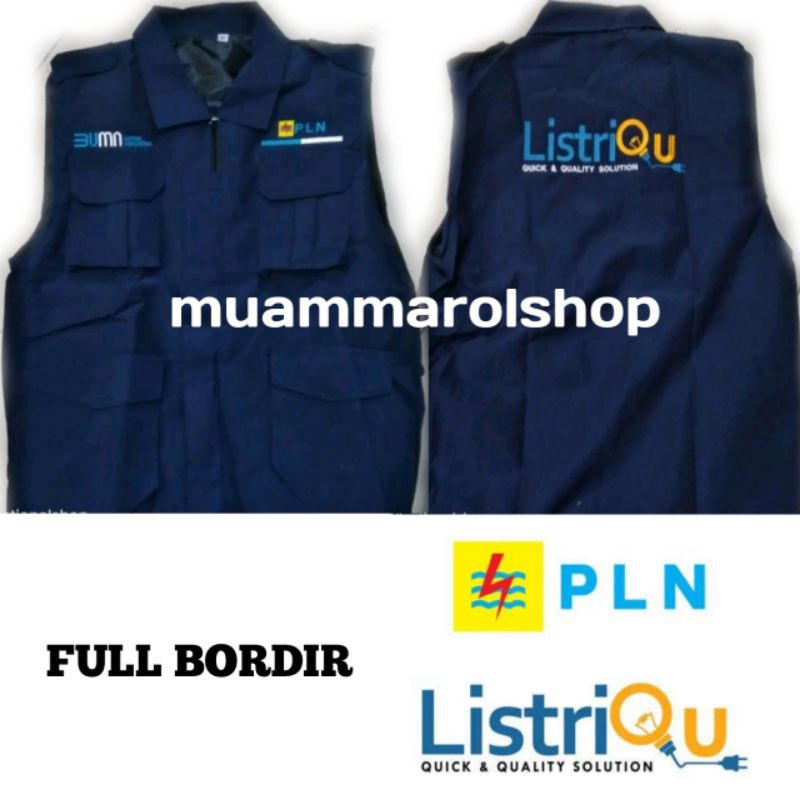 rompi PLN listriqu rompi kerja PLN full bordir rompi safety pln