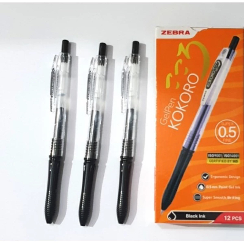 

Pulpen / Bulpoin gel zebra kokoro tinta hitam (per pcs)