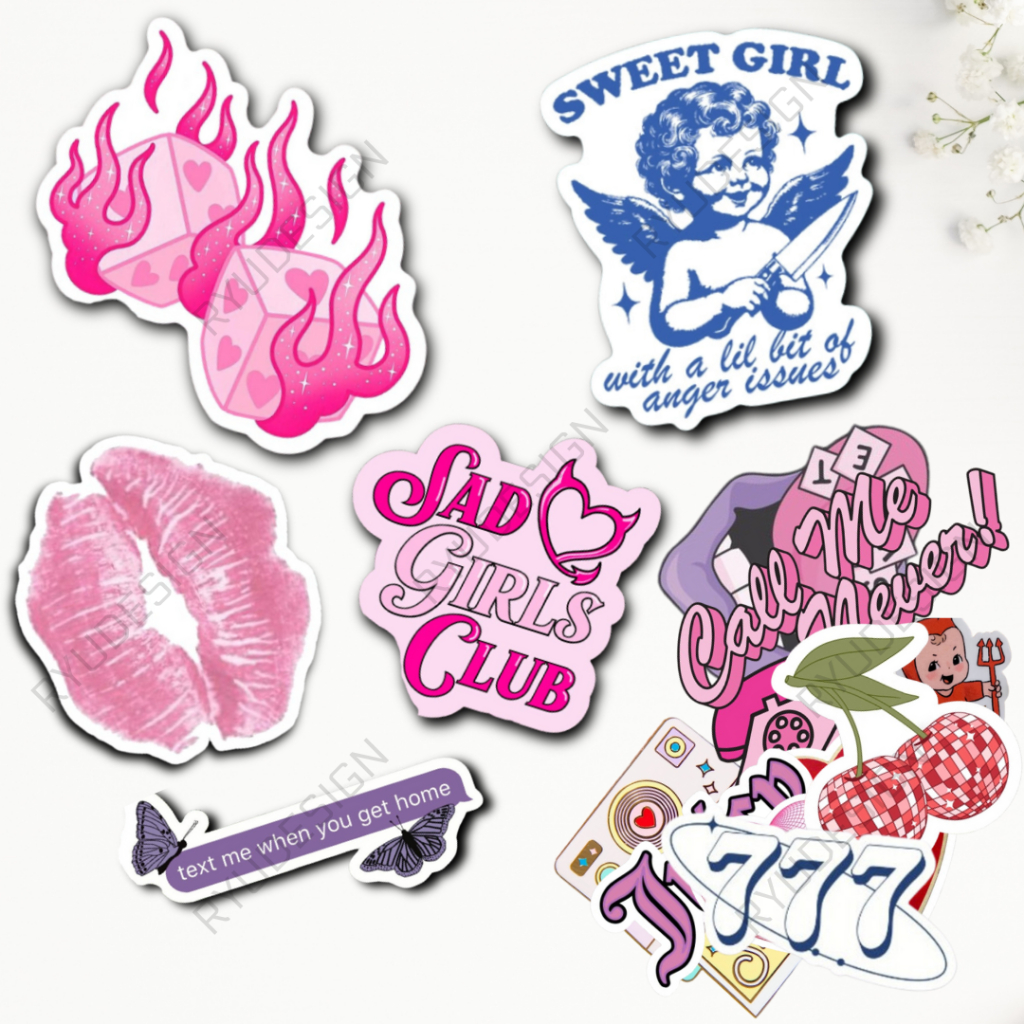 

Stiker Vinyl Sticker Y2K Vintage Retro Love Aesthetic Pink Star Korea Girl Tumblr Laptop tahan Air