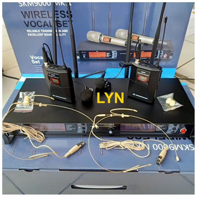 MIC WIRELESS SKM9000 MK2 MIC HEADSET DAN CLIPON 2 CHANNEL SKM 9000 MK II
