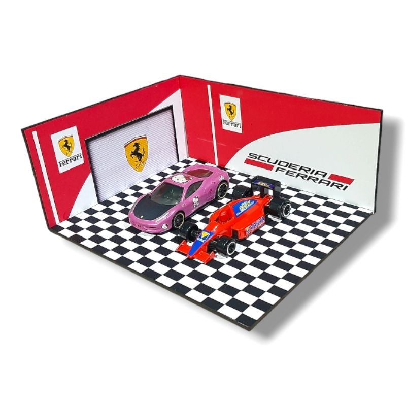 Pola Diorama Garasi  F1 Racing papercraft skala 1/64 papercraft garage