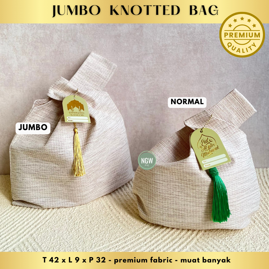 

Knotted bag Jumbo Joy Cream 32 x 9 x 42 premium fabric goodie bag tas hampers souvenir