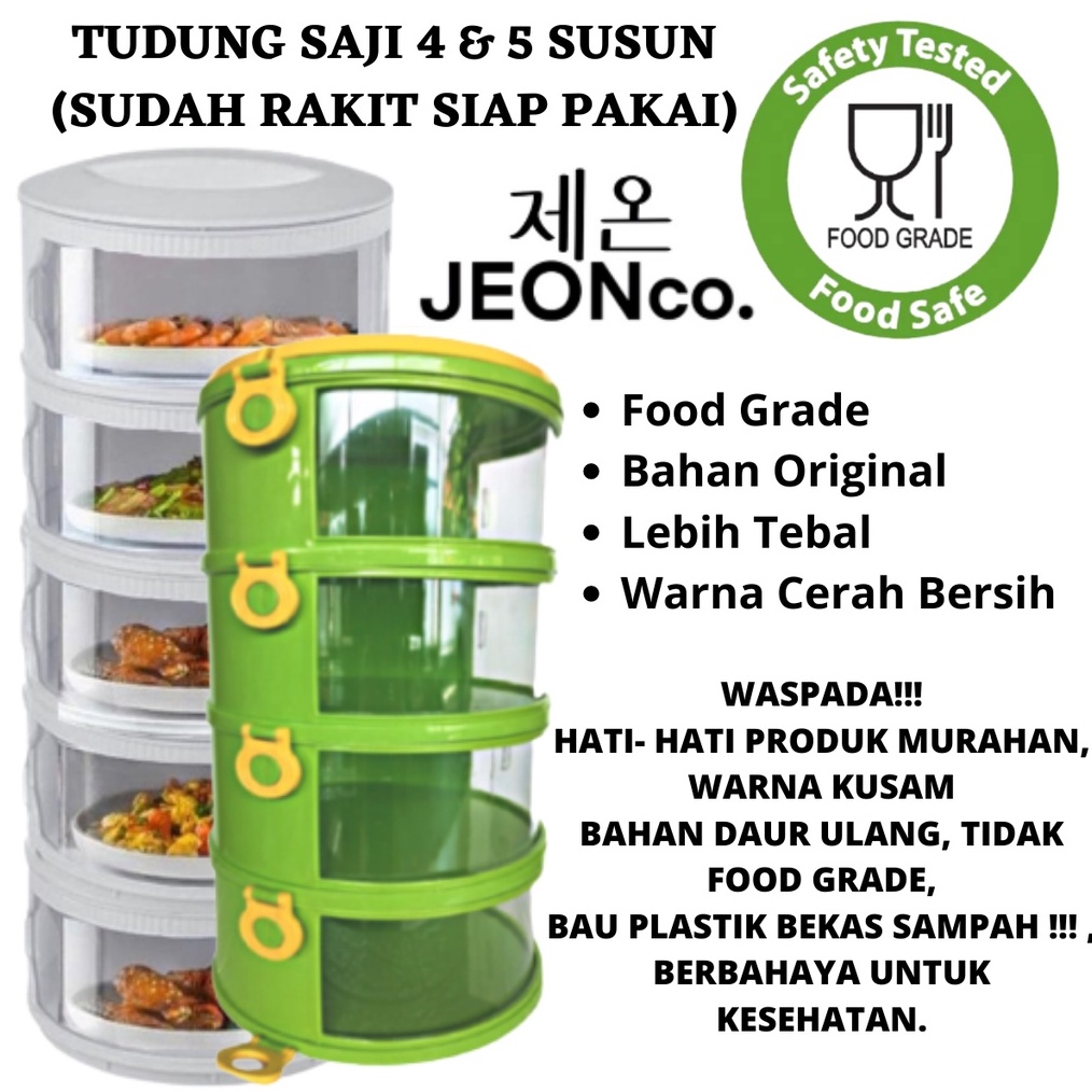 ART B55C Tudung Saji 5 Susun Lebih Tebal Food Grade Storage Praktis Desk Rak Penyimpan Makanan 4 Tin