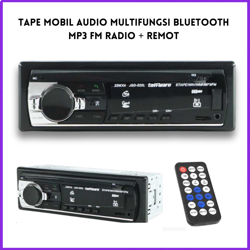 COD Taffware Tape Mobil Audio Multifungsi Bluetooth MP3 FM Radio / tape mobil bluetooth full bass mu
