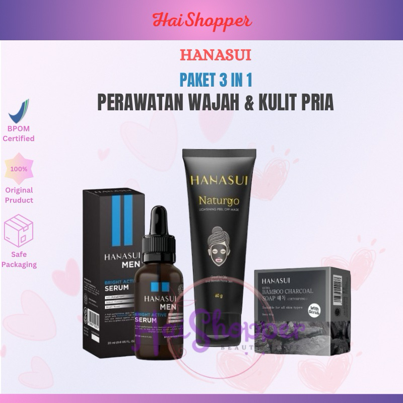 HANASUI Paket Perawatan Wajah dan Kulit Pria | Hanasui Men Skincare | Skincare Pria Mencerahkan | Ha
