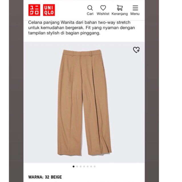 UNIQLO PLEATED WIDE PANTS BEIGE CREAM