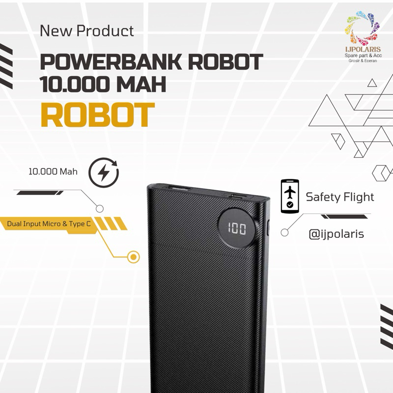 Powerbank Robot 10k mah 100% Original Robot