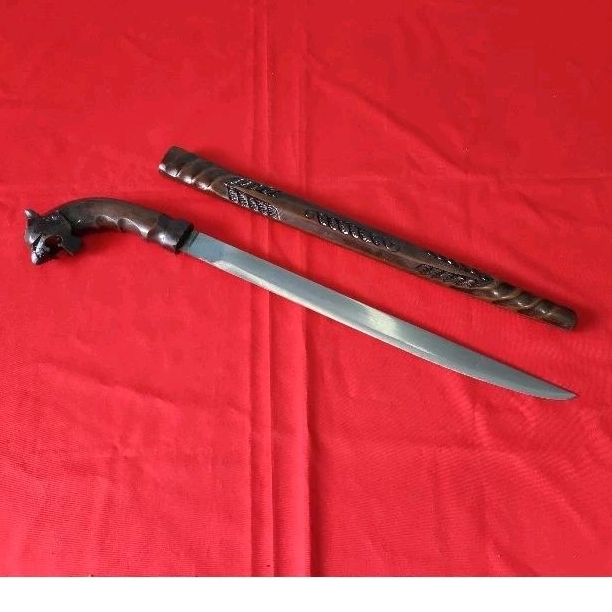 pisau sembelih gagang motif ukiran macan