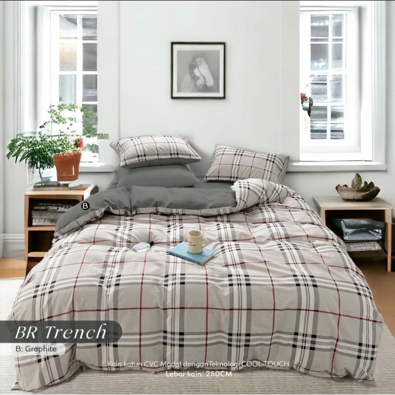Sprei motif BR Trench feat Graphite n Beige Star