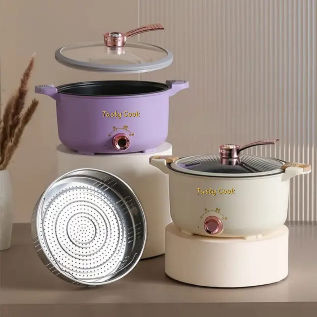 Panci listrik serbaguna lengkap kukusan/Panci masak nasi low carbo/Panci elektrik multifungsi