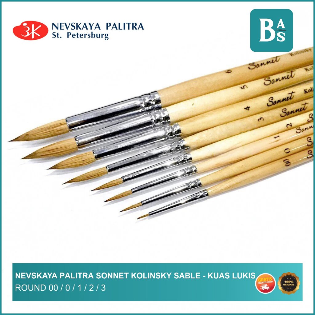 

SONNET KOLINSKY SABLE MIXED BRUSH ROUND SHORT VARNISHED HANDLE PART 2 / KUAS LUKIS