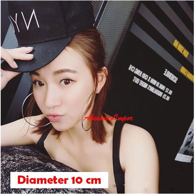 10cm Anting Hoop Bulat Besar Silver Diameter 10 cm