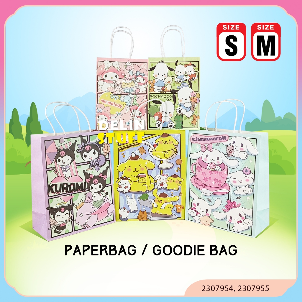 

Goodie Bag Ulang Tahun Anak Kuromi Tas Bingkisan Ulang Tahun Anak Pompom Hampers size S M (2307954 2307955 )
