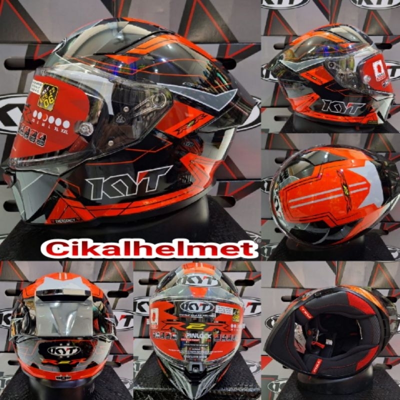 Helm Full face KYT R2R MOTIF SPESIAL LED BLACK RED KYT R2R ORIGINAL