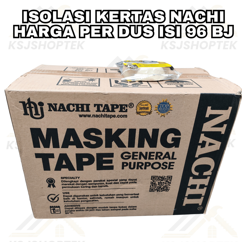

PER DUS 96 BJ ISOLASI KERTAS MERK NACHI PUTIH 1 INCH 25 MM