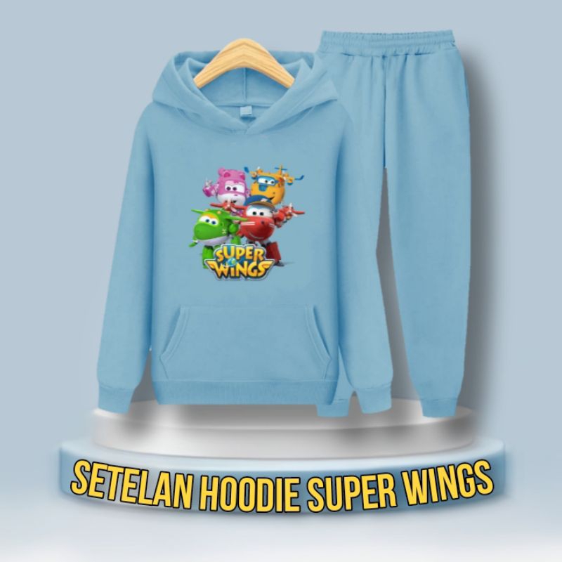 SETELAN SWEATER HOODIE SUPER WINGS ANAK DAN REMAJA