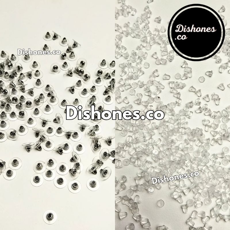 (100 PCS) Karet Anting Polos / Pantat Anting Premium / Penutup Anting Karet