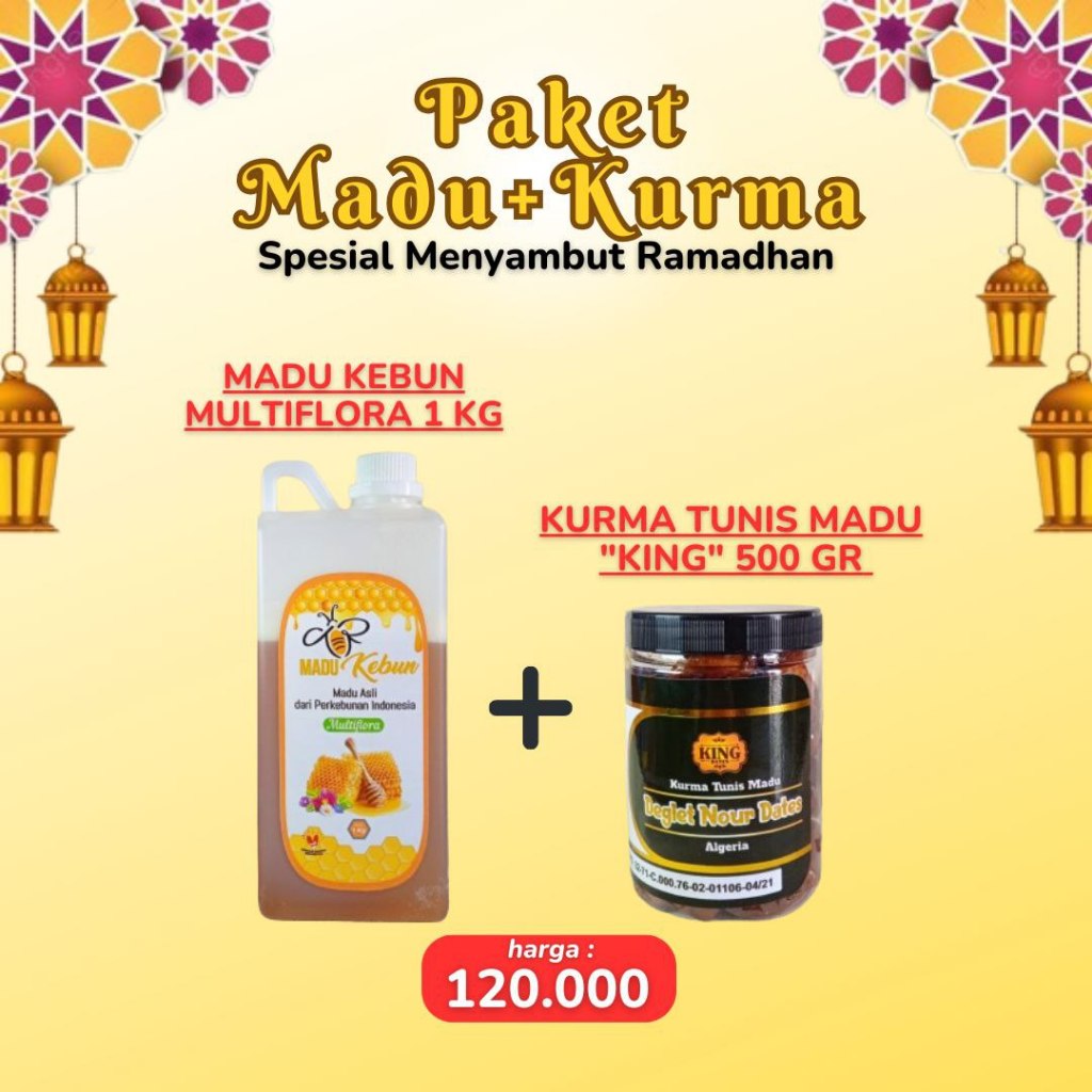 

MADU KEBUN 1 KG + KURMA TUNIS MADU 500 GR